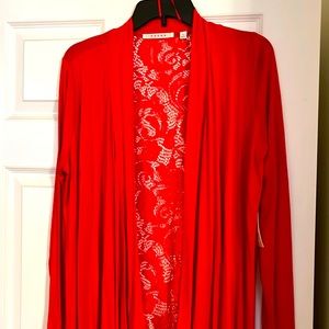 Cyrus red lace back shrug